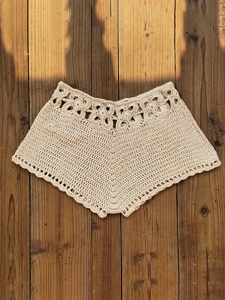 Women s Swim Shorts Crochet Cutout Bathing Suit Bottoms Drawstring Beach Board Shorts Summer Swim Trunks