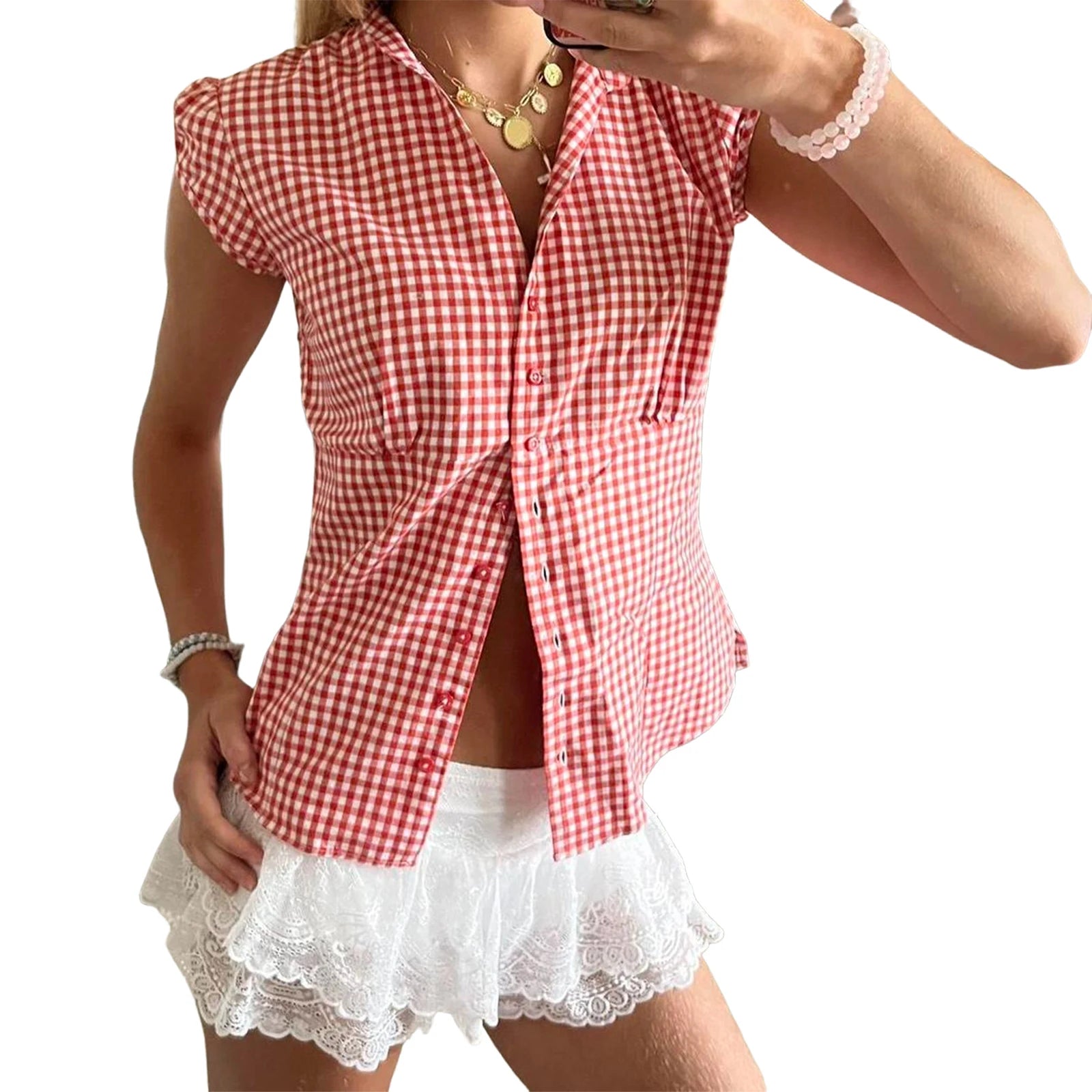 Women Floral Print Blouse V-Neck Sleeveless Tank Top with Ruffle Hem for Chic Summer Style and Beachwear