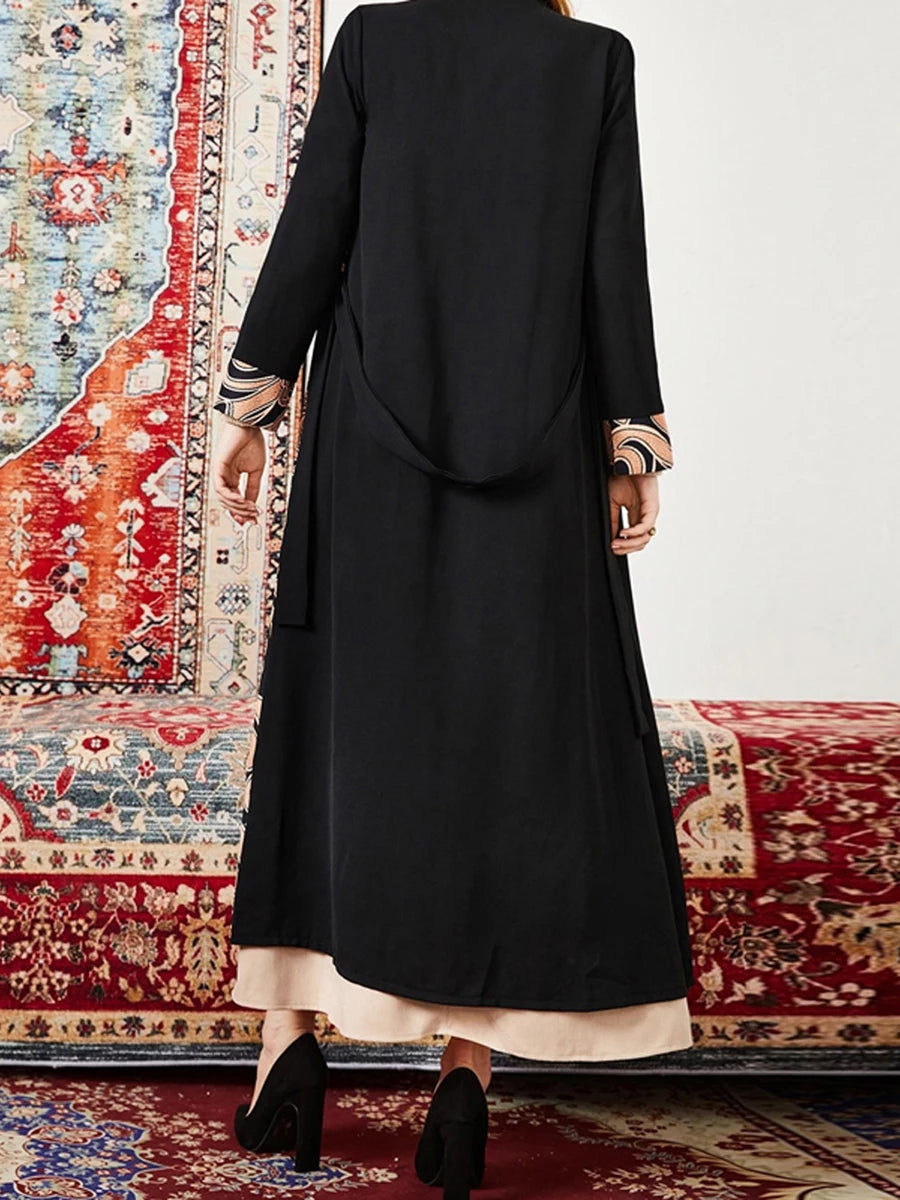 Elegant Floral Print Maxi Dress with Bell Sleeves and Waist Tie for Women Perfect for Any Occasion and Season